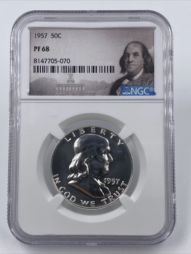 1957 Proof Silver Franklin Half Dollar NGC PF68 Franklin Label