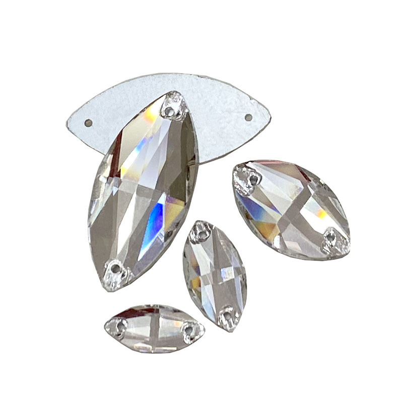 200 Acrylic Flatback Faceted Horse Eye Rhinestones - 7x15mm, No Hole, Pick Your Color