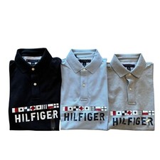 Tommy Hilfiger Men's Regular Fit Nautical Graphic Logo Stretch Mesh Polo Shirt