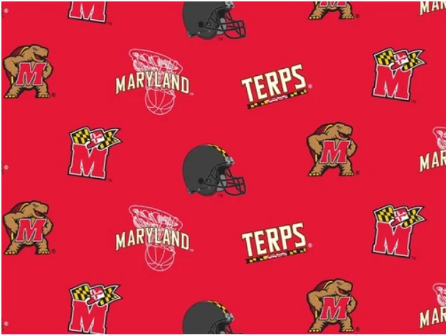 NCAA University of Maryland Allover Red MD-035 Fleece Fabric by the Yard - Image 2 of 2