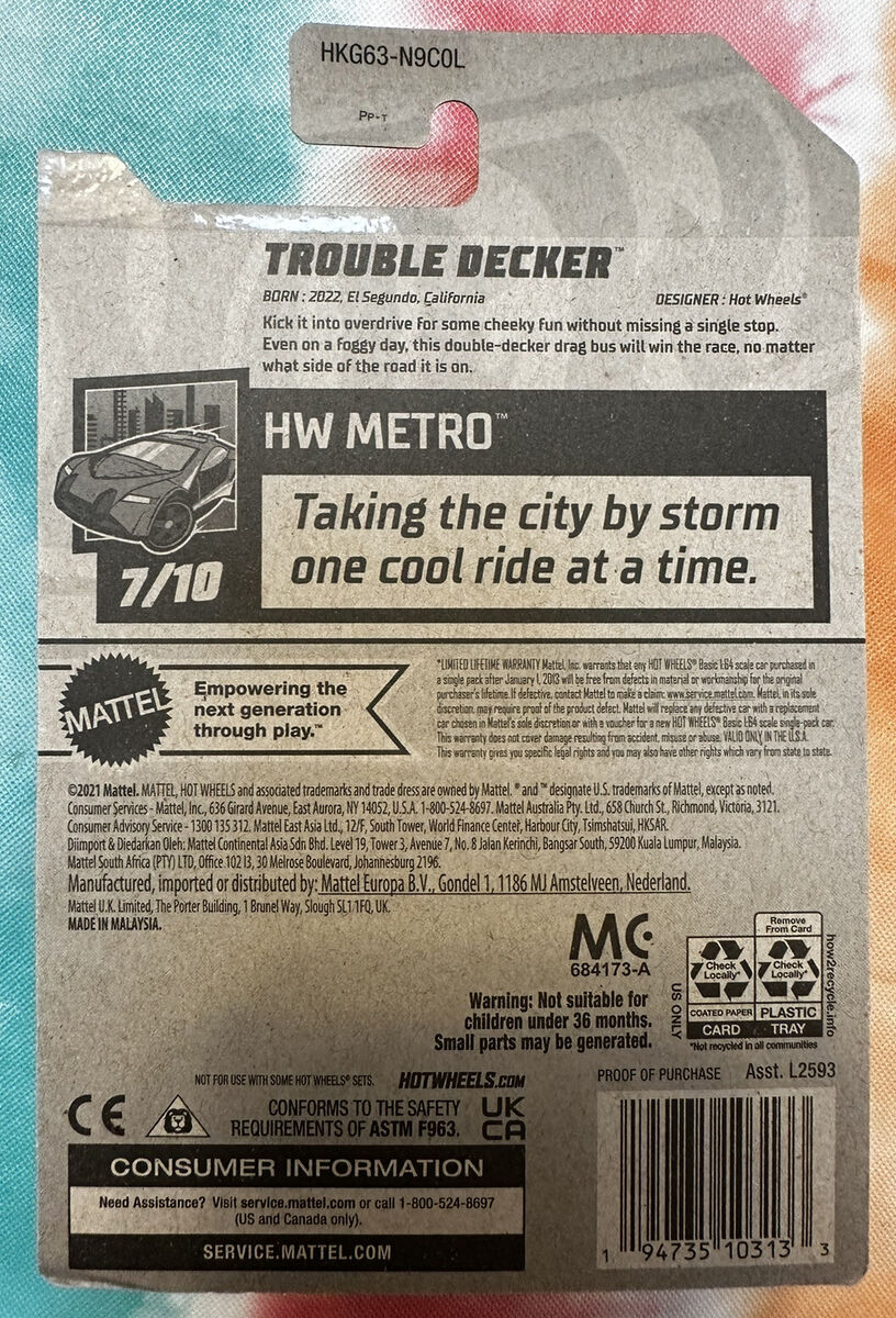 2023 Hot Wheels Trouble Decker Red #202 Double Decker Bus UK 2023 Hot Wheels Trouble Decker Red #202 Double Decker Bus UK