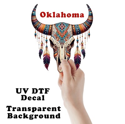 Bull Skull Oklahoma UV DTF Transparent Sticker / Decal