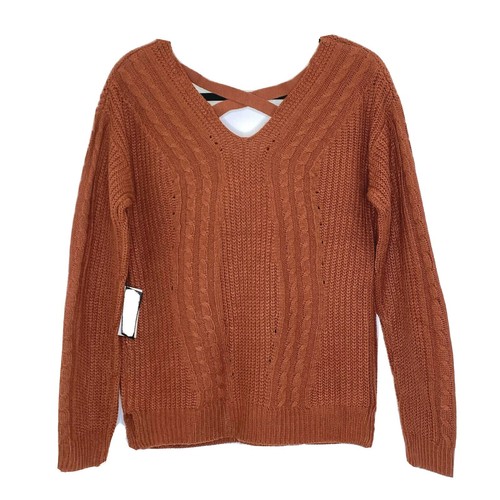 Devoted Luxury Apparel Women's size Small Long Sleeve V Neck Sweater Rust NEW - Picture 2 of 6