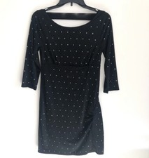 $78 Express Sz S Mini Dress Black Ruched Beaded Sleeves Lined