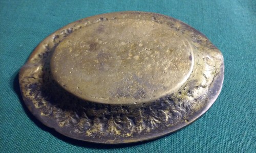 Posacenere vintage ottone massiccio forgiato souvenir immagine pantheon greco ovale 3-3/4" - Foto 3 di 3