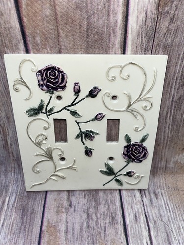 Bordeaux Purple Rose Double Light Switch Plate Cover Use With Croscill Chambord