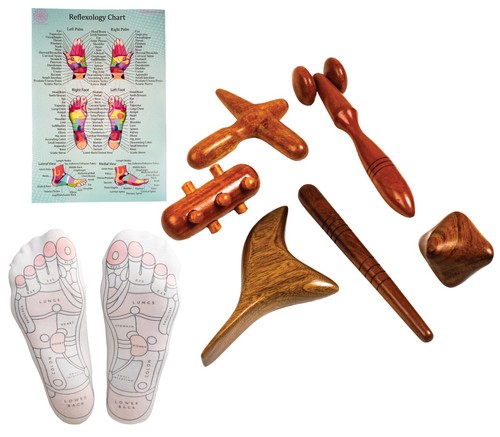 CCcollections Wood Therapy Massage Tools Set with Chart Massage Stick - Picture 24 of 25