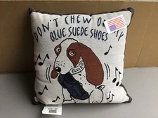 USA NWT Don't Chew On My Blue Suede Shoes 17" x 17" Tapestry Throw Pillow #408