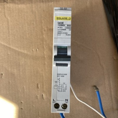 Square D QOE132B03 QOE RCBO 32 Amp 32A 30mA CURVE B32 Qwikline Plug-In