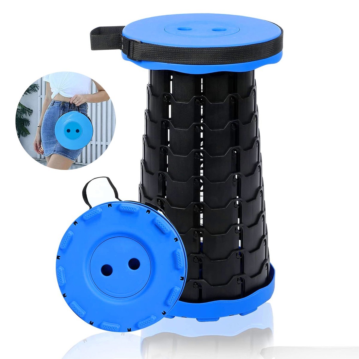 Upgraded Thick Folding Stool Telescopic Chair Seat Retractable Fishing Outdoor