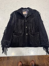 Vtg Schott Fringe Leather Jacket Mens 40 Black 70S Tassels Western Coat USA BH