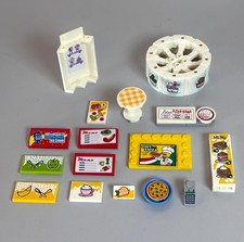 LEGO KONVOLUT BUNTE DEKORATIVE TEILE FLIESEN ZUBEHÖR SCHILDER MENÜ PIZZA ESSEN