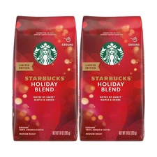 Starbucks Holiday Blend Medium Roast Ground Coffee 10oz 2 Bags (See Photo)