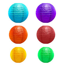 Multicolor Multi-Size Paper Lanterns Set of 6 