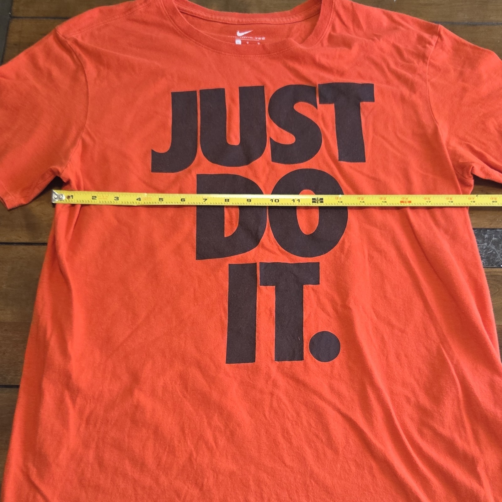 Nike Just Do It T-Shirt Large Orange Spellout Graphic Mens Athletic Cut Tee image 3