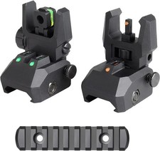 Fiber Optic Sights Flip up Front and Rear Backup Sights with Green Red Fiber Opt