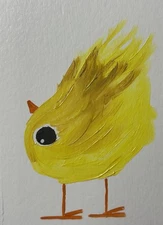 ACEO Original Painting, Bird Impressionism Oil Art, Emmer Plaxe, Animal Abstract