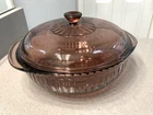 Vintage PYREX Cranberry Glass 2 Qt Ribbed Round Casserole Dish 024-S with Lid