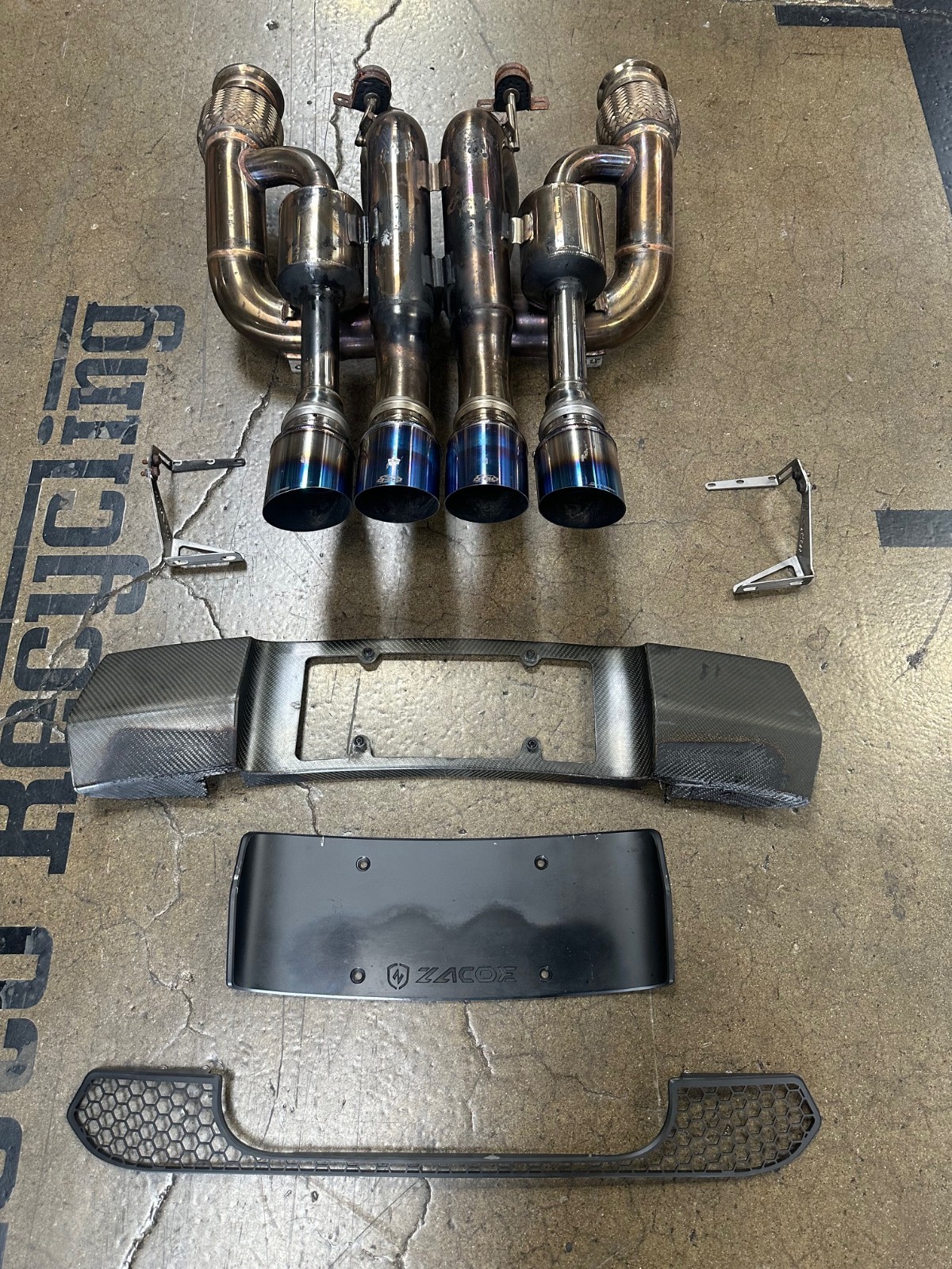 McLaren Zacoe 720s Galaxy, Fi Center Quad Exhaust Muffler, Used, Smoke/Scratches