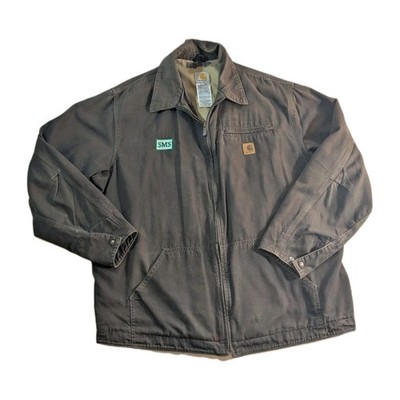 Carhartt Detroit Jacket Dark Brown Mens XL J169 DKB Light Distress Read Descript