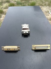 Lot of 3 D-Sub DB25 Connectors - 1x Male  2x Female, Silver/Gold