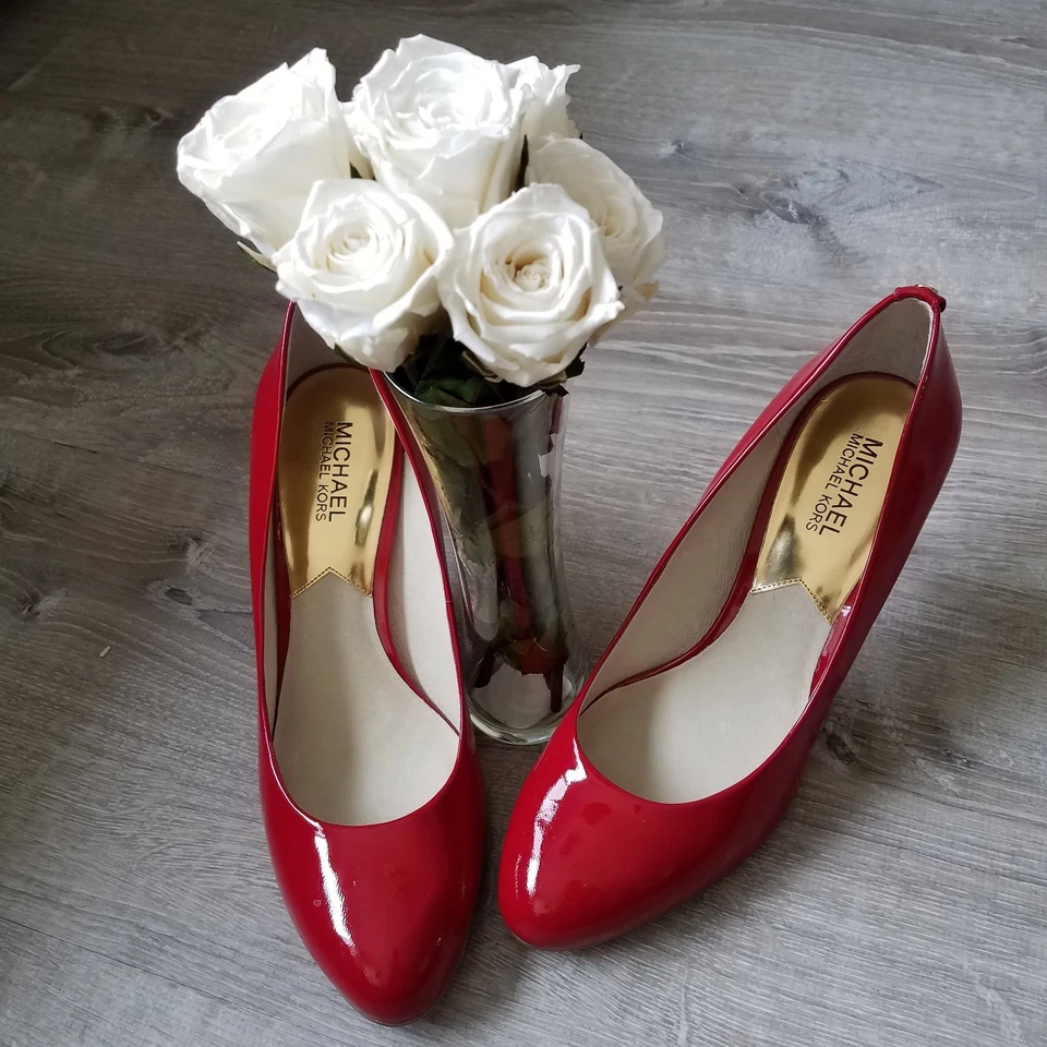 Zapatos de tacón Michael Kors de charol rojo talla 10 EE. UU. - Clásicos punta redonda Des Foto 2 de 4