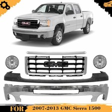 Front Bumper Chrome Grille Assembly Kit For 2007-2013 Gmc Sierra 1500