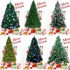 4 5 6 7FT Pre-Lit Fiber Optic Artificial Christmas Tree w/ LED Lights Xmas Decor