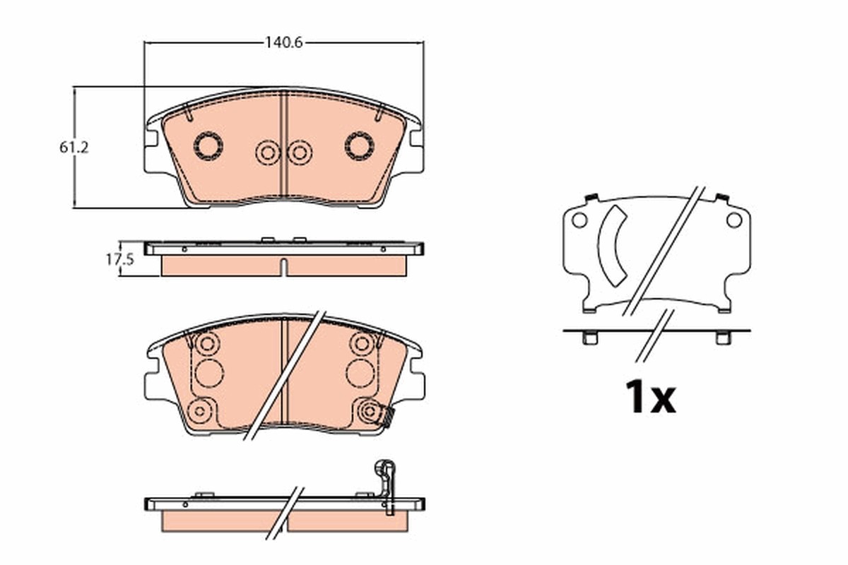 Front TRW-OE GDB2197 Brake Pad Set, disc brake for HYUNDAI,KIA