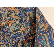 Vintage Mens Paisley Pocket Square Blue Gold Teal Copper Patterned Handkerchief
