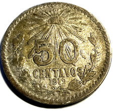elf Mexico 50 Centavos 1919 Silver  B47