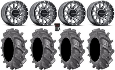 Raceline Trophy 14'' Wheels Grey 28'' BKT AT 171 Tires Honda Pioneer