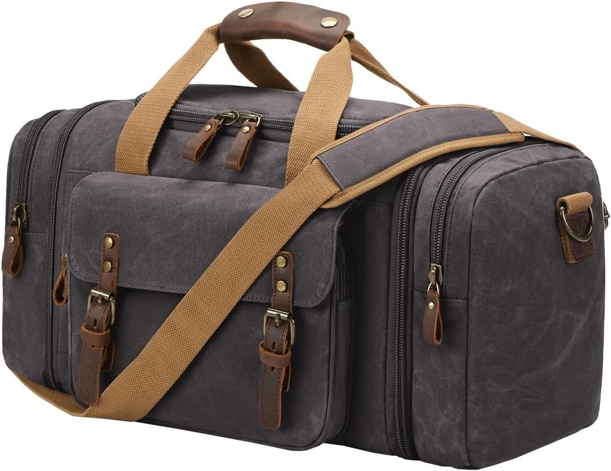 Waxed Canvas Duffel Bag 50L Waterproof Duffle Bag Travel Overnight