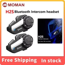 2Pc MOMAN H2S Helmet Intercom Motorcycle Bike Helmet Wireless Headset Headphone 