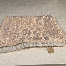 Vintage Satin Baby Blanket Pink Ivory Quilted Crib 42x64 Circa-1940s-60s