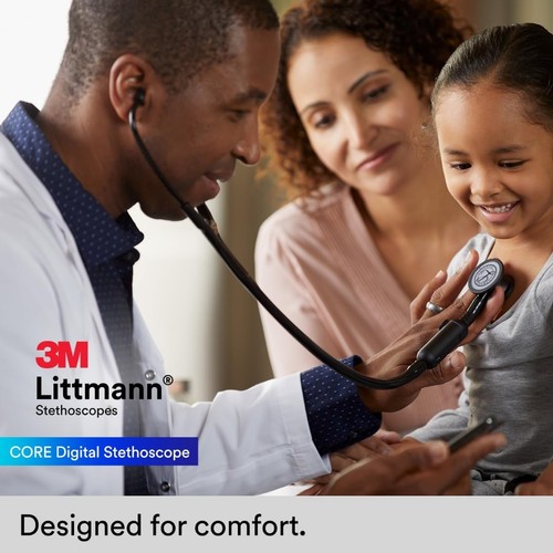 3M™ Littmann® CORE Digital Stethoscope, Black Chestpiece, Tube, Stem - Picture 3 of 8