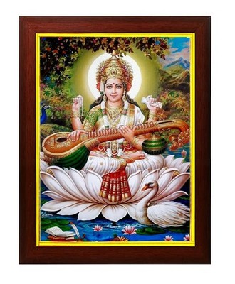 Goddess Saraswati Devi God of Knowledge and Wisdom Religious Photo picture Fr...