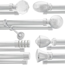Double Metal Curtain Pole Set 25/19mm Chrome with Classic Brackets