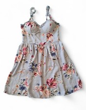 Morgan De Toi Floral Sundress Sweetheart Neck Adjustable Straps Light Blue M