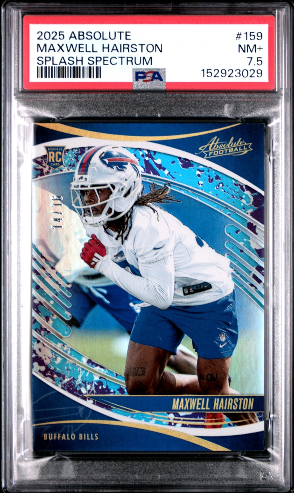 Maxwell Hairston 2025 Panini Absolute Rookies Spectrum Splash 14/16 PSA 7.5+