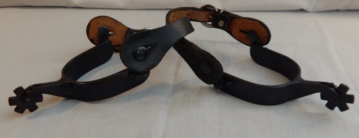 Éperons Western Argentés Avec Bracelets En Cuir – Vintage – Taille Unique