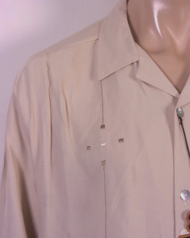 Camisa atómica retro vintage DaVinci California EE. UU. 50 acetato rayón XXL nueva con etiquetas Foto 4 de 4