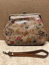 Patricia Nash Leather Floral Print Large Kiss-lock Wristlet Preowned Excellent