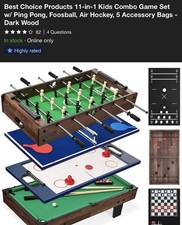 11-in-1 Foosball Air Hockey Table Game w/ Ping Pong