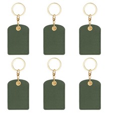 6pcs Leather Keychain,45mm Sublimation Keychain Blanks,Rectangular,Dark Green