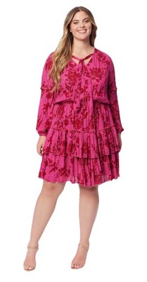 Jessica Simpson Izzy Mini Ruffle Dress Pink Floral Metallic Small Party Club