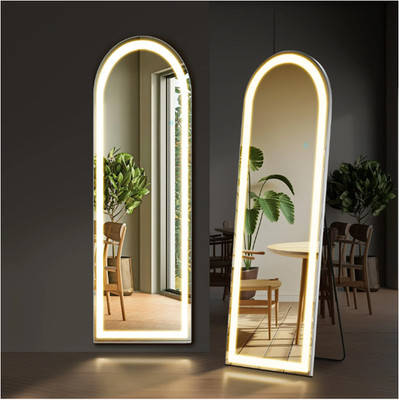 EDX 60'' x 16'' Arched LED Full-Length Floor Mirror, White