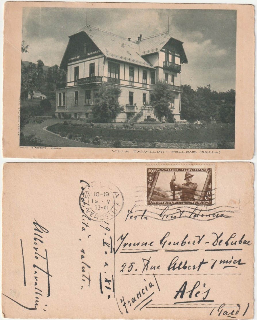 POLLONE - BIELLA - VILLA TAVALLINI - VIAGG. 1933 -45608-