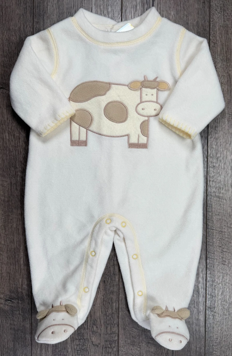 Baby Boy Clothes New Vintage Miniwear 3-6 Month Fleece Cow Footed Outfit