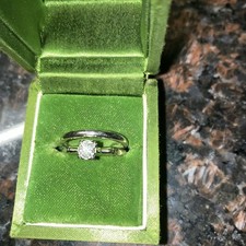 Vintage White 14k Wedding Set Size 6.5  7 With . 40 Ct Diamond